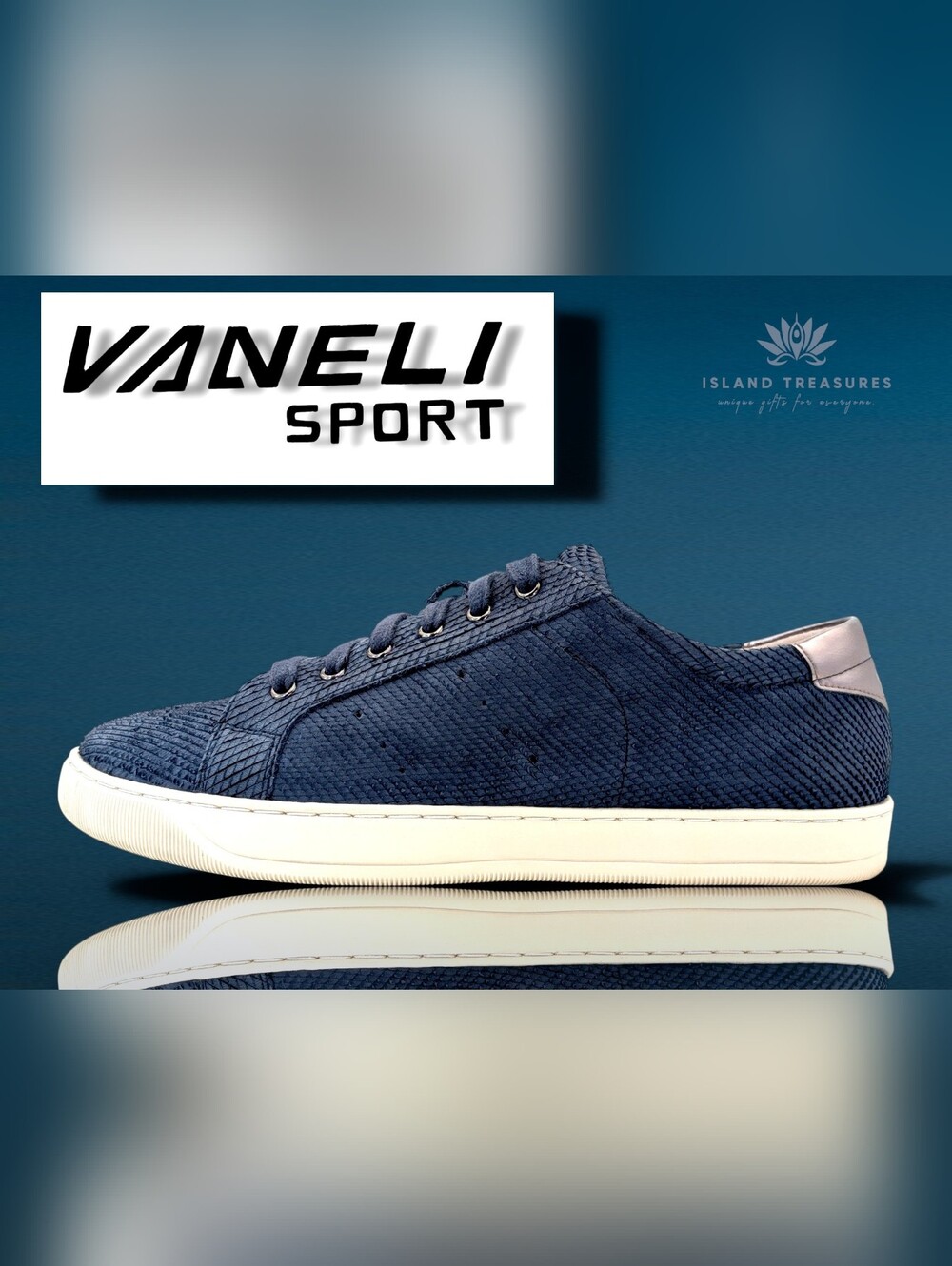Rare VANELI Sport Caria Sz 7M Navy Scale Lace-Up Sneaker Super Soft Suede Insole
